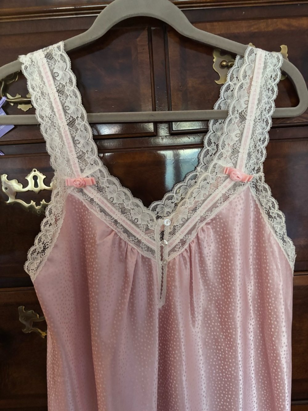 Gorgeous Christian Dior Vintage Matching Nightgown & Robe Set w/Cream Lace Trim - Picture 6 of 12